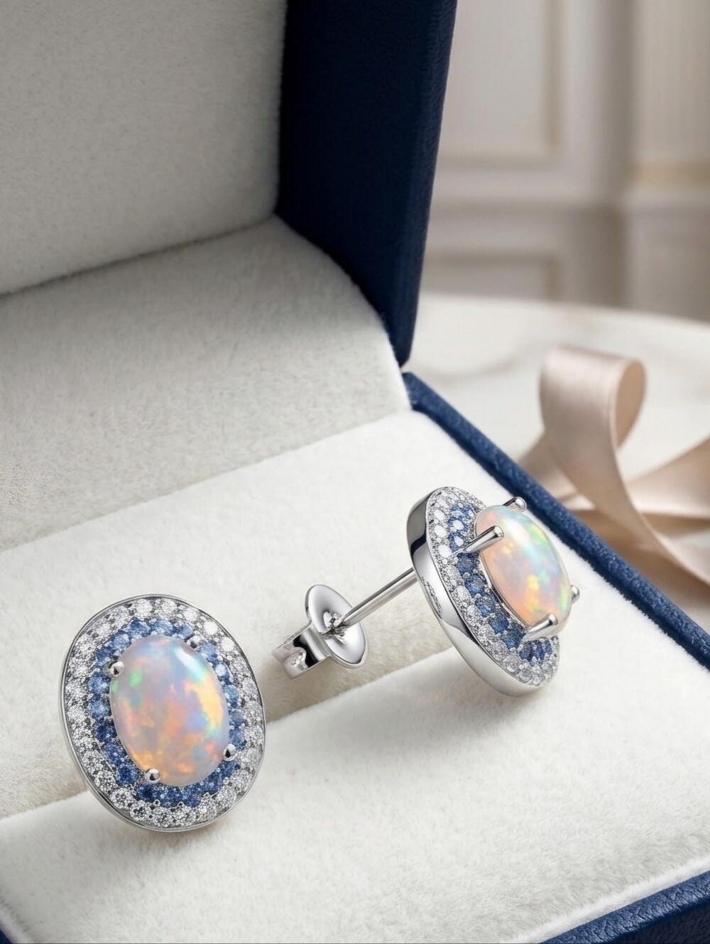 Elegant Silver Opal Earrings
